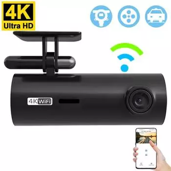 4K WIFI Mini Dash Cam Car Dvr Передний и задний видеорегистратор с ночным видением 24H Парковочная камера Монитор Черный ящик Автомобильные аксессуары 4K Dash Cam+WiFi