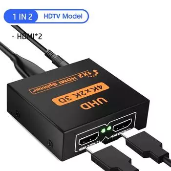 4k x 2k Hd HDMI-совместимый разветвитель 1 вход 2 выхода HDMI-совместимый разветвитель-переключатель 1 x 2 для телевизора чёрный