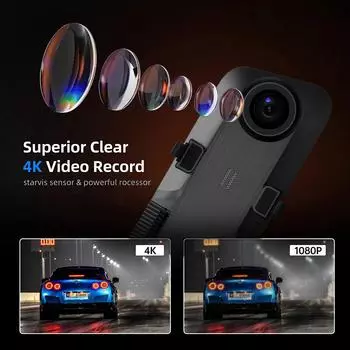 4K зеркало заднего вида, черный ящик, зеркало, видеорегистратор, видеорегистратор заднего вида, 10-дюймовое зеркало, видеорегистратор, камера заднего вида 1080P, видеорегистратор спереди и сзади None