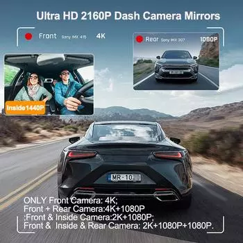 4K зеркало заднего вида GPS 3 объектива 10 дюймов видеорегистратор для автомобилей камера заднего вида для транспортного средства Wi-Fi автомобильный видеорегистратор видеорегистратор парковочный монитор