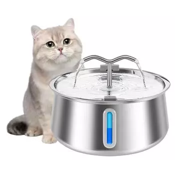 4L/135oz Automatic Pet Water Dispenser Stainless Steel For Cats And Dogs Circulating Filtering Electric Mute Drinking Bowl серебряный