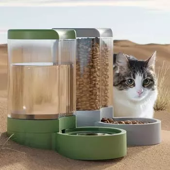 4L Large Capacity Cat Bowl Pet Feeder & Waterer Combo Automatic Cat Bowl&Dog Dish Durable Plastic Pet Feeding Bowl Pet Supplies