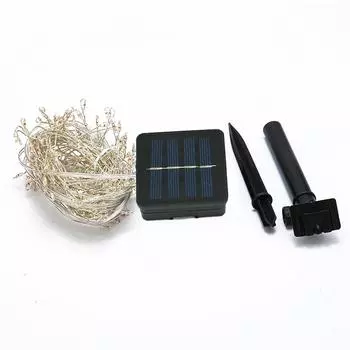 4M 200 LEDs Solar Powered Firecracker String Lights Copper Wire Fairy Light Christmas Garland Lamp For Wedding Garden Decoration 4m 200 LEDs