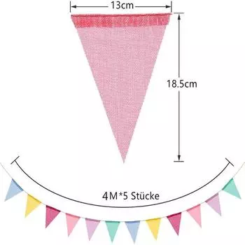 4M красочный джутовый льняной флаг вымпел день рождения гирлянда настенный баннер свадьба 12PCS