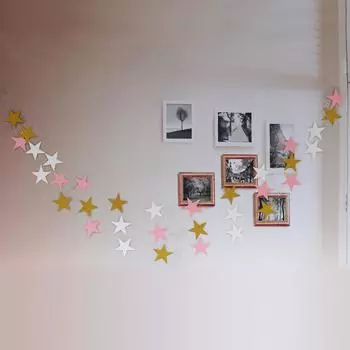 4MGold Silver Five-Conceon Star Bunting Гирлянда День рождения Свадьба Вечеринка Выпускной Церемония Фон Подвесной Баннер Вечеринка золотой