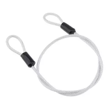 4мм 600мм Оцинкованный трос для велосипедного замка с ПВХ покрытием, двойные петли, портативный для безопасности велосипеда, багажной сумки серебряный