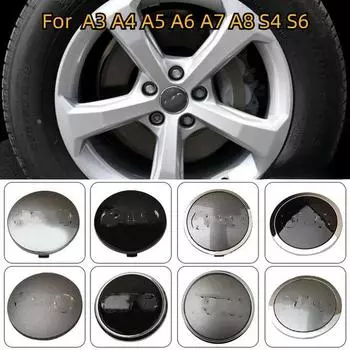4P 60 мм 61 мм 68 мм 69 мм Стайлинг автомобиля, центральная крышка колеса, крышки ступицы, значок 4B0601170 для A3 A4 A5 A6 A7 A8 S4 S6, автомобильные аксессуары Audi60mm Grey4B0601170 чёрный