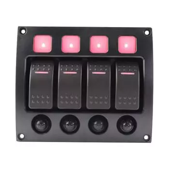 4P Автомобильный RV Лодка Кулисный переключатель Панель Красные светодиодные фонари Тумблеры с автоматическими выключателями Автомобильные аксессуары Переключатели
