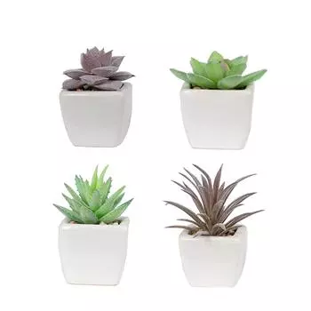 4pack/lot Greener Add Touch Of Nature With Small Artificial Plants Artificial Plants Indoors In Pots Small Potted Plants