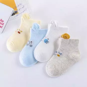 4Pair/Lot Summer Thin Baby Socks Cartoon Bear Mesh Newborn Infant Socks Cute Kids Soft Cotton Boy Girl Short Socks 3-12 months