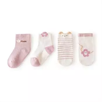4Pairs/Set Baby Girls Boys Socks Cotton Mesh Soft Children s Socks Summer Casual Thin Toddler Kids Print Socks Girl Boy 0-5Years 0-12Month(S)