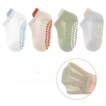 4Pairs/set Children s Boys Girls Sock Summer Mesh Thin Kids Socks For Girls Casual Toddler Baby Short Floor Sock Anti-slip 0-5Y 3-5Years(L)