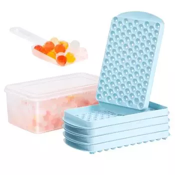 4pc 3D Round 104gird Ice Cube Tray with Lid Plastic Diamond Spherical Style Ice Mold DIY Mould Ice Ball Maker Kitchen Tools