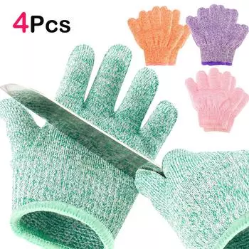 4Pc Kids Safety Anti Cut Gloves HPPE High-strength Level 5 Protection Cutting Gloves for Children Gardening and DIY Carving 14cm