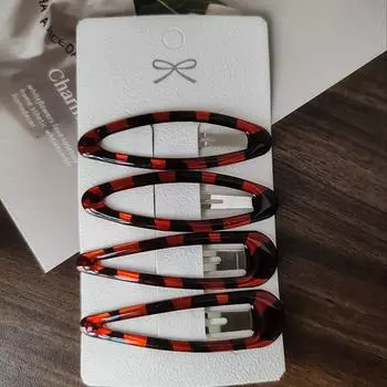 4pc Retro European and American Leopard Black BB Hairpin Hair Side Clips for Women Girls Gift Hair Accessories Headwear Ornament