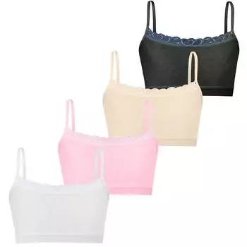4PC Teenage Girls Small Training Bras Cute Kids Sports Vest Bra Students Children Brassiere Underwear Tube Tops one size белый