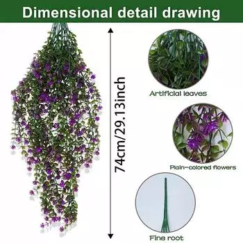 4PC Vibrant Garden Simulation Vines Balcony Fade-Proof Daisy Wedding Multicolored Home Decor Multiple Options Available 4PCS темно-фиолетового