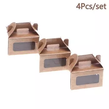 4Pcs 1:12 Dollhouse Miniature Baking Dessert Box Cake Packaging Box Furniture Home Model Decor Toy Doll House Accessories