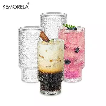 4PCS 310ML Crabapple Flower Glass Stacked Glass Whiskey Cocktail Beer Fruit Tea Suitable For Family Gatherings Housewarming Gift 301-400ml