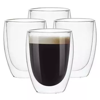 4 шт. 350 мл стеклянная чашка с двойными стенками, изолированная кружка для кофе, чашка для чая, стаканы для воды, напитков, молока, сока, латте, кофейные чашки, посуда для напитков 350ml