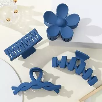 4pcs/8pcs Blue Women s Hair Grab Clip Hair Accessories Fashionable Simple Hairclip Shark Clip Back of Head Set Hairclip