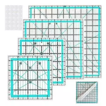 4Pcs Acrylic Quilting Ruler with Non-Slip Rings 4.5/6/9.5/12.5-Inch Square Fabric Cutting Patchwork жёлтый