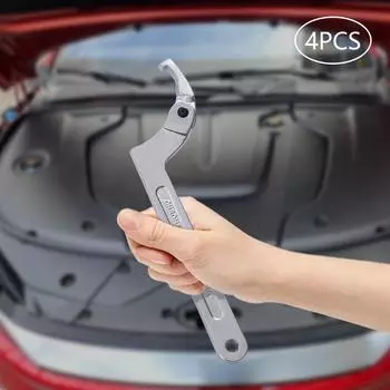 4pcs Adjustable Hook & C Pin Spanner Wrench Set Tighten Removing Nut Wrench Nuts Spanner Wrench C Pin Adjustable Tool Kit серебряный