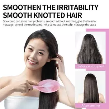 4Pcs Air Cushion Gradient Hair Comb&Bracelet Hair Brush Massage Hollow Out Wet Curly Hair Brushes Hair Children Tools розовый