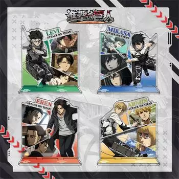 4pcs Anime Attack on Titan Acrylic Stand Model Figure Cosplay Plate Holder Topper Birthday Fans Christmas Desk Decor Plate Gift 1