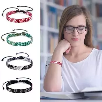 Набор из 4 плетеных браслетов в арабском стиле, многоцелевой набор плетеных браслетов в арабском стиле для свиданий и повседневной носки