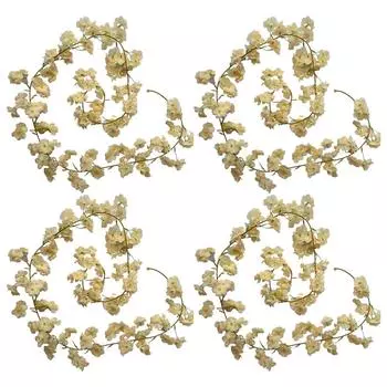 4pcs Artificial Cherry Blossom Garland Silk Flower Vine Low Maintenance Indoor Or Outdoor Elegant