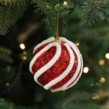 4Pcs/Bag Electroplated Painted Ball Christmas Tree Ornament DIY Crafts Painted Plastic Christmas Gifts Boxes Pendant Pendant - красный