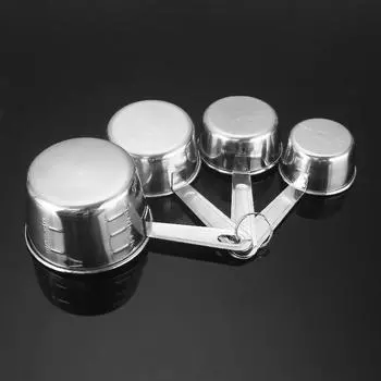 4pcs Baking Measuring Cups Spoons Kit Stainless Steel Flour Liquid Measuring Spoons Kitchen Baking Cooking Scaled Measure Tool