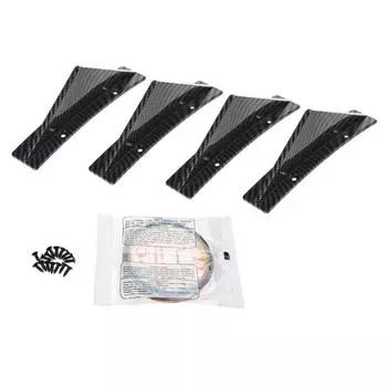 4Pcs Black Shark Fins Wing Diffuser Rear Bumper Lip Universal Car Spoiler Cover