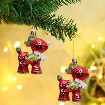 4Pcs/Box Plastic Reindeer Shaped Hanging Pendant Exquisite Decorative Christmas Tree Pendant Cute Christmas Decorations for Home