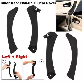 4Pcs Car Inner Handle Interior Door Panel Pull Trim Cover & Outside Cover Black left & Right For BMW 3 series E90 E91 316 318 320 325 328