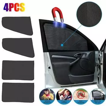 4pcs Car Magnetic Sun Shade Cover Side Window Sunshade UV Protection Black Curtain Mesh Full Blackout Film Car Accessories