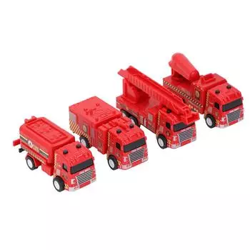 4pcs Children Fire Truck Toy Simulation Fire Engine Toy Realistic Miniature Fire Truck Toy for Kids