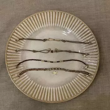 4pcs Chinese Style Woven Rope Bracelet Elegant Beaded Bracelet Set Tourist Memorial кофейный