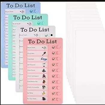 4pcs Chore Chart for Kids Chore To Do List Tools for Kids and Adults Sliding Morning Routine Charts Checklist Board Routine Schedule Reusable