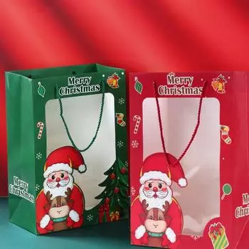 4pcs Christmas Hollow Out Santa Claus Elk Candy Boxes 2025 New Year Gift Packaging Paper Box With Rope Christmas Party Supplies as picture красный