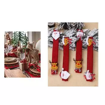 4pcs Christmas Microwave Oven Handle Protective Covers Xmas Fridge Kitchen Refrigerator Door Handle Gloves no.01