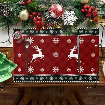 4pcs Christmas Placemats Merry Christmas Decoration Christmas Dinner Table Cloth Wedding Party Decor Kitchen Coaster Table Mats 33X48
