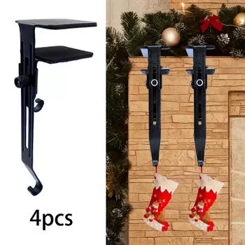 4Pcs Christmas Stocking Holders ,Christmas Metal Hook Garland Iron Hanger Base, Adjustable