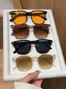 4PCS Classic Fashion Square Or Pentos Plastic Frame Women Sunglasses For Men Daily Life Shades Eyewear Accessories.