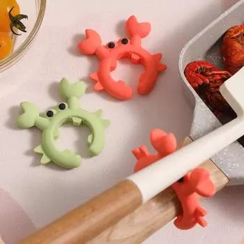 4 шт. Креативная подставка для лопатки в форме краба, держатель для столовых приборов, пищевой, без содержания бисфенола А, термостойкий разноцветный