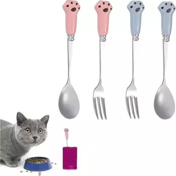 4Pcs Cute Cat s Paw Spoon Set Teaspoon Coffee Spoon Fruit Ice Cream Dessert Fork Stainless Steel Spoon For Coffee Tea