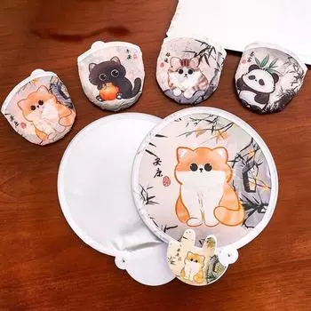 4Pcs Decorative Animal Reflector Folding Fan Cartoon Handheld Fan Cute Cool Fan Daily Use 4Pcs