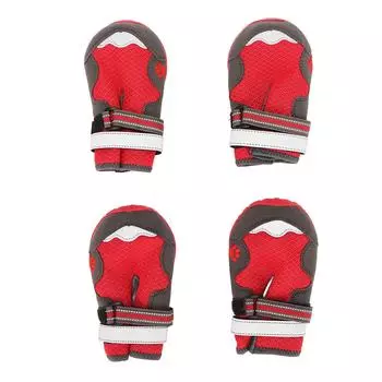4pcs Dog Boots Stylish Heat Resistant Mesh Breathable Dog Paw Protectors with Reflective Straps for Type 5(8.3 X 8.3 X 3.5in)