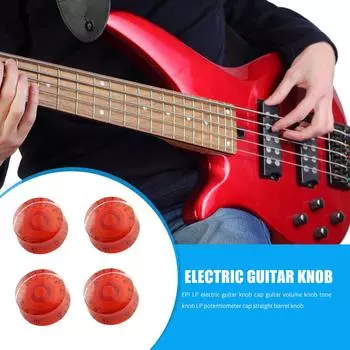 - 4pcs Electric Guitar Knob Cap Guitar Volume Tone Button for EPI LP (Red)